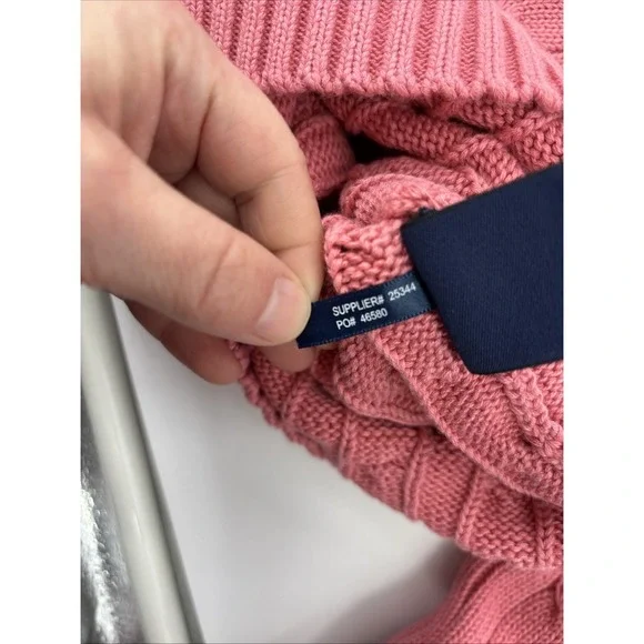 RALPH LAUREN Sport Women's Summer PINK CABLE KNIT V NECK SWEATER NWT Medium - Picture 5 of 8